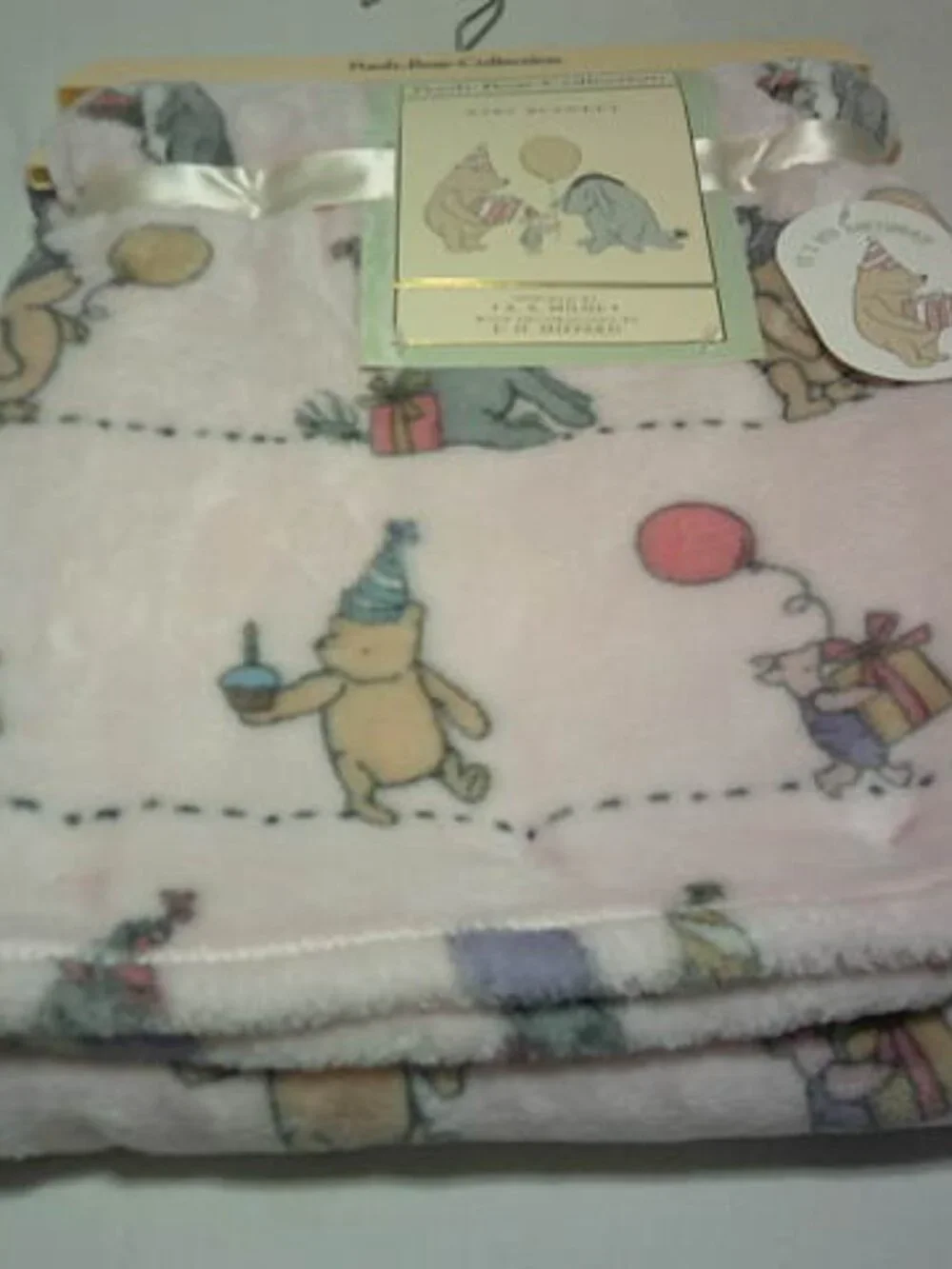 NEW WINNIE THE POOH COLLECTION PLUSH BABY BLANKET BIRTHDAY PINK 30X40